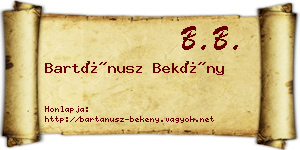 Bartánusz Bekény névjegykártya